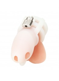 Белая клетка для пениса Silicone Small 2 in Cock Cage With Ball Divider - BlueLine - купить с доставкой в Бердске