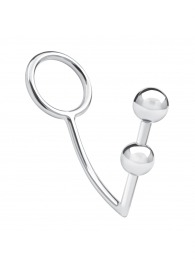 Кольцо на пенис с анальным стимулятором Two Bead Stainless Steel Anal Hook   Cock Ring - BlueLine - в Бердске купить с доставкой