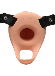Телесный полый страпон 2  Erection 28X Smooth Vibrating Silicone Penis Sheath - 16 см. - XR Brands - купить с доставкой в Бердске