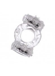 Прозрачное виброкольцо с двумя вибропульками - Toyfa Basic - в Бердске купить с доставкой