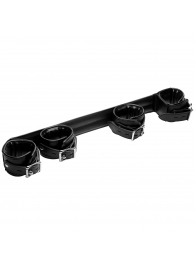 Черная распорка с манжетами для рук и ног Deluxe Rigid Spreader Bar - XR Brands - купить с доставкой в Бердске