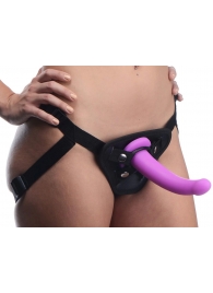 Лиловый поясной страпон Navigator Silicone G-Spot Dildo with Harness - 17,8 см. - XR Brands - купить с доставкой в Бердске