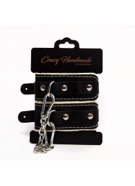 Черные скругленные наручники с мягкой бежевой подкладкой - Crazy Handmade - купить с доставкой в Бердске