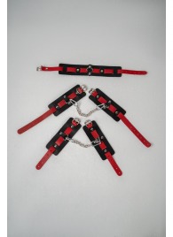 Черно-красный набор фиксаций: наручники, оковы и ошейник - Crazy Handmade - купить с доставкой в Бердске