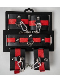 Черно-красный набор фиксаций: наручники, оковы и ошейник - Crazy Handmade - купить с доставкой в Бердске