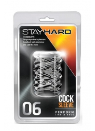 Прозрачная насадка с объёмными чёрточками STAY HARD COCK SLEEVE 06 CLEAR - Blush Novelties - в Бердске купить с доставкой