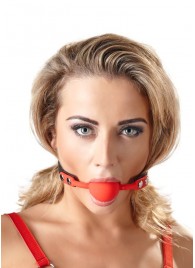 Силиконовый кляп-шар на чёрных ремешках Red Gag silicone - Orion - купить с доставкой в Бердске