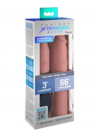 Телесная вибронасадка на член 3  Vibrating Mega X-tension with Remote - 22,9 см. - Pipedream - в Бердске купить с доставкой