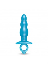 Голубая анальная пробка-елочка из силикона Bounce Plug - 14,3 см. - b-Vibe