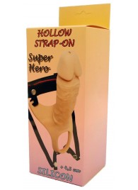 Телесный полый страпон на ремешках - 16,5 см. - Boys of Toys - купить с доставкой в Бердске