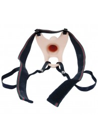 Телесный полый страпон на ремешках - 16,5 см. - Boys of Toys - купить с доставкой в Бердске