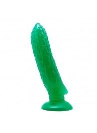 Зеленый стимулятор на присоске в форме огурца Cucumber - 17 см. - Baile