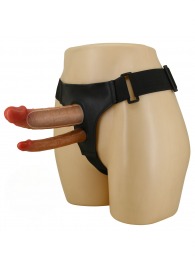 Темно-бежевый фаллопротез для двойного проникновения - 17,5 см. - Baile - купить с доставкой в Бердске