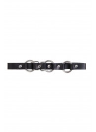 Черный кожаный чокер-ошейник с тремя кольцами - Pecado - купить с доставкой в Бердске