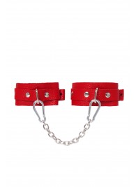 Красные кожаные узкие оковы со скруглёнными углами - Pecado - купить с доставкой в Бердске