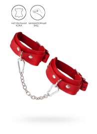 Красные кожаные узкие оковы со скруглёнными углами - Pecado - купить с доставкой в Бердске