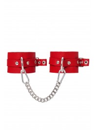 Красные мягкие кожаные оковы с люверсами - Pecado - купить с доставкой в Бердске