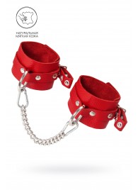 Красные мягкие кожаные оковы с люверсами - Pecado - купить с доставкой в Бердске