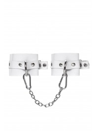 Белые мягкие кожаные оковы с люверсами - Pecado - купить с доставкой в Бердске