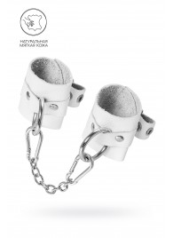 Белые мягкие кожаные наручники с люверсами - Pecado - купить с доставкой в Бердске