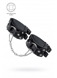 Черные кожаные оковы с двумя ремешками - Pecado - купить с доставкой в Бердске