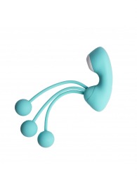 Бирюзовый вакуумный стимулятор клитора с вагинальными виброшариками - Youvic