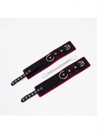 Черно-красные оковы с красной строчкой Sex - Crazy Handmade - купить с доставкой в Бердске