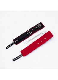 Черно-красные оковы с красной строчкой Sex - Crazy Handmade - купить с доставкой в Бердске