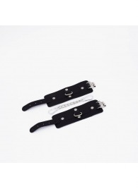 Черные кожаные наручники с хромированной фурнитурой - Crazy Handmade - купить с доставкой в Бердске