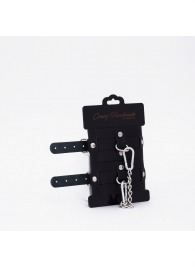 Черные кожаные оковы с хромированной фурнитурой - Crazy Handmade - купить с доставкой в Бердске