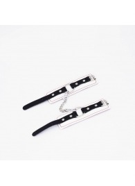 Бело-красные кожаные наручники - Crazy Handmade - купить с доставкой в Бердске