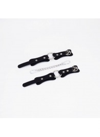 Черные кожаные наручники с кольцом - Crazy Handmade - купить с доставкой в Бердске