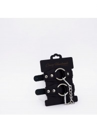 Черные кожаные оковы с кольцом - Crazy Handmade - купить с доставкой в Бердске