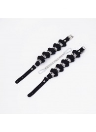 Черные кожаные наручники из звеньев - Crazy Handmade - купить с доставкой в Бердске