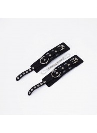 Черные кожаные наручники Sex - Crazy Handmade - купить с доставкой в Бердске