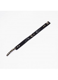 Черный кожаный ошейник с золотистой фурнитурой - Crazy Handmade - купить с доставкой в Бердске