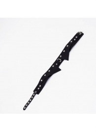 Черный однослойный кожаный ошейник с имитацией воротничка - Crazy Handmade - купить с доставкой в Бердске