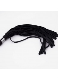 Черный кожаный флоггер со стальной ручкой - 45 см. - Crazy Handmade - купить с доставкой в Бердске