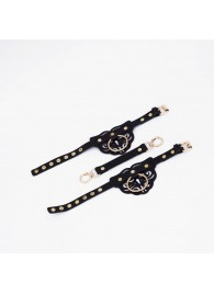 Черные оковы с золотистой фурнитурой - Crazy Handmade - купить с доставкой в Бердске