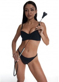 Стек с черным кожаным наконечником в виде сердца и металлической ручкой - 67 см. - Crazy Handmade - купить с доставкой в Бердске