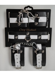 Набор фиксаторов из черной и белой натуральной кожи - Crazy Handmade - купить с доставкой в Бердске