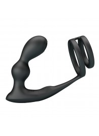 Черный вибростимулятор простаты с фиксацией кольцами - Baile - в Бердске купить с доставкой