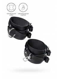 Черные кожаные оковы с двумя перекрёстными ремешками - Pecado - купить с доставкой в Бердске