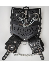 Черный ажурный кожаный набор фиксаций - Crazy Handmade - купить с доставкой в Бердске