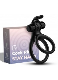 Черное эрекционное виброкольцо с подхватом мошонки Stay Hard - Boys of Toys - в Бердске купить с доставкой