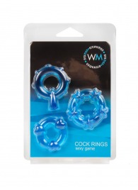 Набор из 3 синих эрекционных колец с различным рельефом - Erowoman-Eroman - в Бердске купить с доставкой