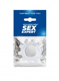 Прозрачное эрекционное кольцо со стимулирующими шариками - Sex Expert - в Бердске купить с доставкой
