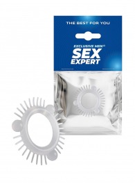 Эластичное эрекционное кольцо с 3 шариками и шипами - Sex Expert - в Бердске купить с доставкой