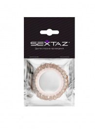Эрекционное кольцо с бежевыми «ресничками» - Sextaz - в Бердске купить с доставкой