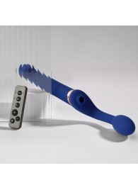 Синий безремневой страпон Multi Orgasm Bendable Strap-On size L с клиторальной стимуляцией - Strap-on-me - купить с доставкой в Бердске